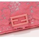 Fendi BAGUETTE Embroidered Patent Pink Mid