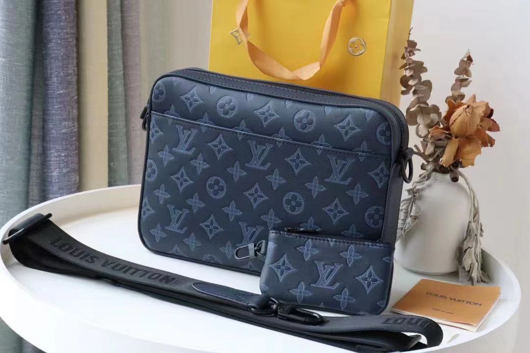 Louis Vuitton DUO MESSENGER Monogram Shadow Navy Blue M45730 High