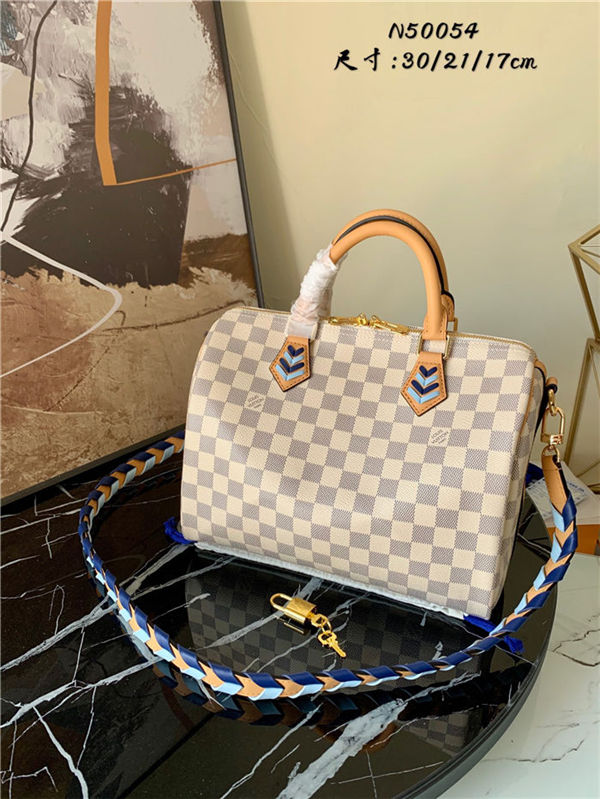 Louis Vuitton SPEEDY BANDOULIÈRE 30 Damier Azur coated canvas Blue N50054 High