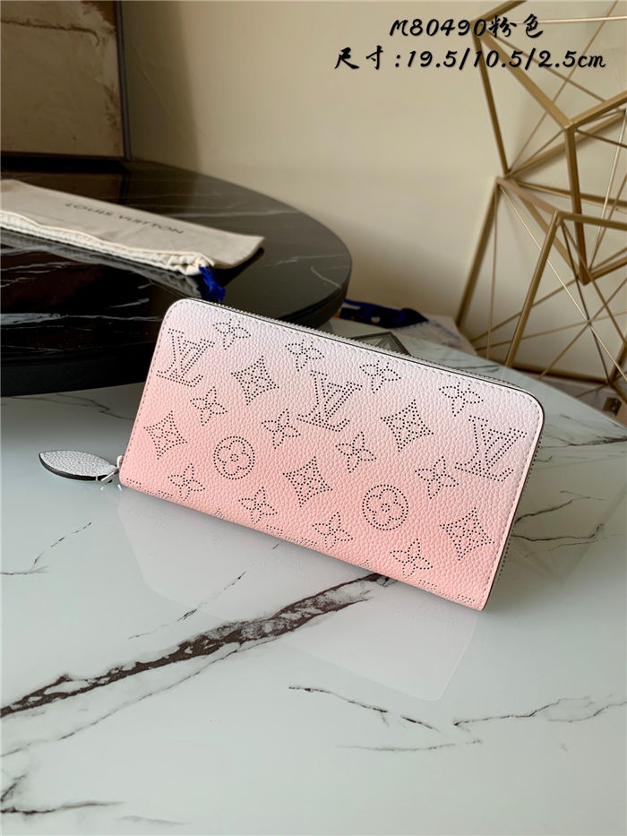 Louis Vuitton ZIPPY WALLET Mahina perforated calf leather Gradient Pink M80490 High