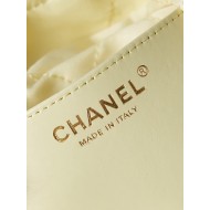 Chanel 22 MINI HANDBAG Shiny Calfskin Light Yellow & Gold-Tone Metal AS3980 High