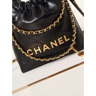 Chanel 22 MINI HANDBAG Shiny Calfskin Black & Gold-Tone Metal AS3980 High