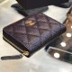 Chanel Zipped Wallet Gold-Tone Metal Black High