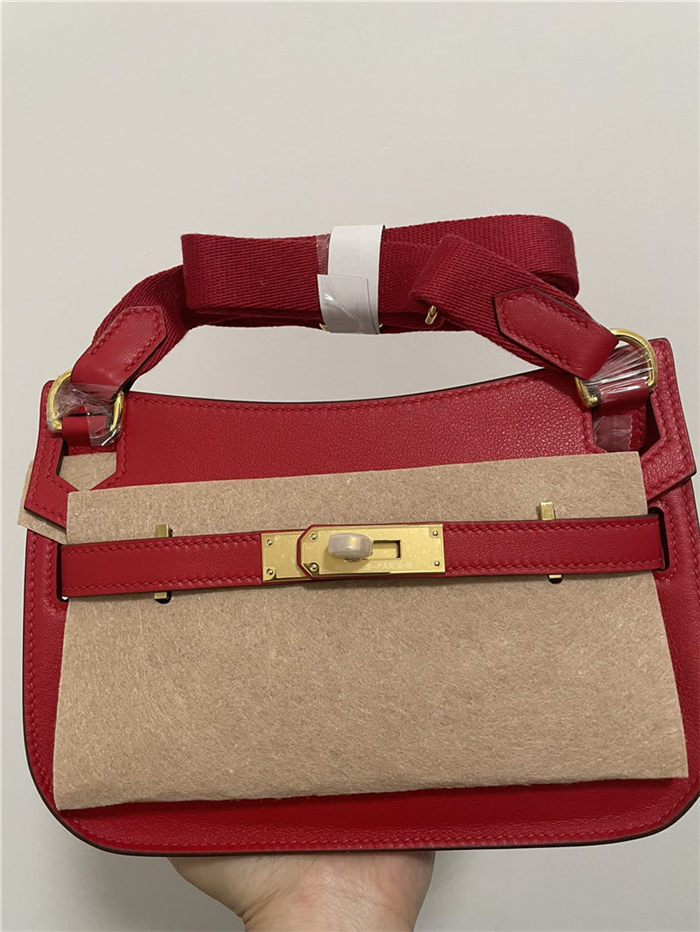 Hermes Jypsiere Mini Swift Leather WAX Red Gold-Metal High