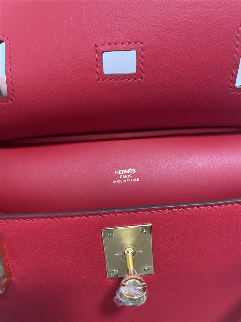 Hermes Jypsiere Mini Swift Leather WAX Red Gold-Metal High