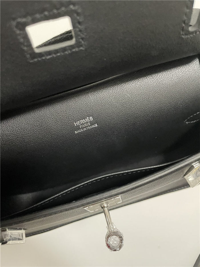 Hermes Jypsiere Mini Swift Leather WAX Black Silver-Metal High