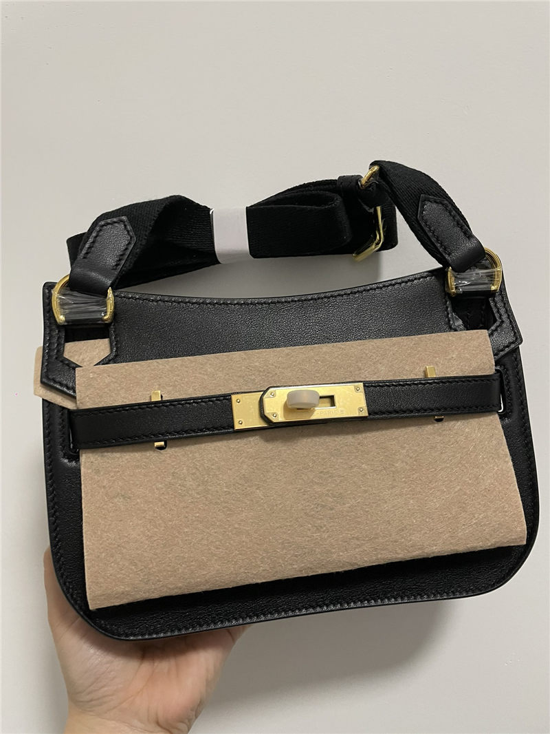 Hermes Jypsiere Mini Swift Leather WAX Black Gold-Metal High