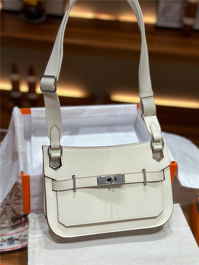 Hermes Jypsiere Mini Swift Leather WAX White Silver/Gold-Metal High