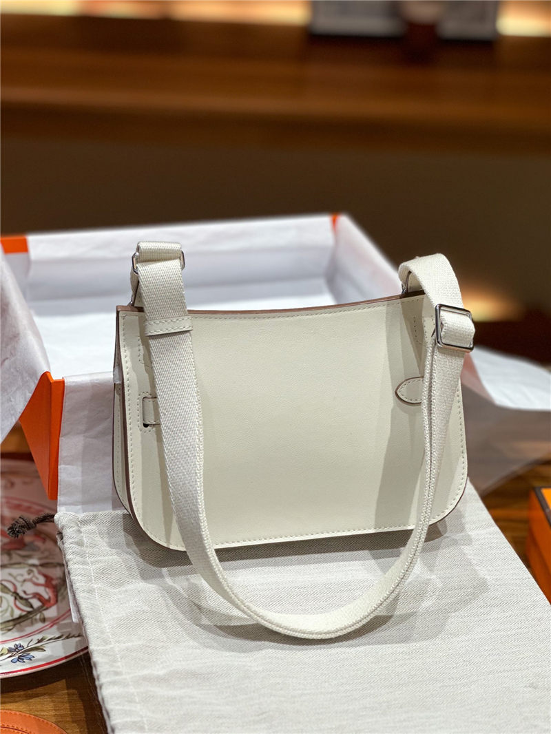 Hermes Jypsiere Mini Swift Leather WAX White Silver/Gold-Metal High