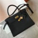 Hermes Kelly 25/28cm Retourne Bag Togo Leather In Black WAX High