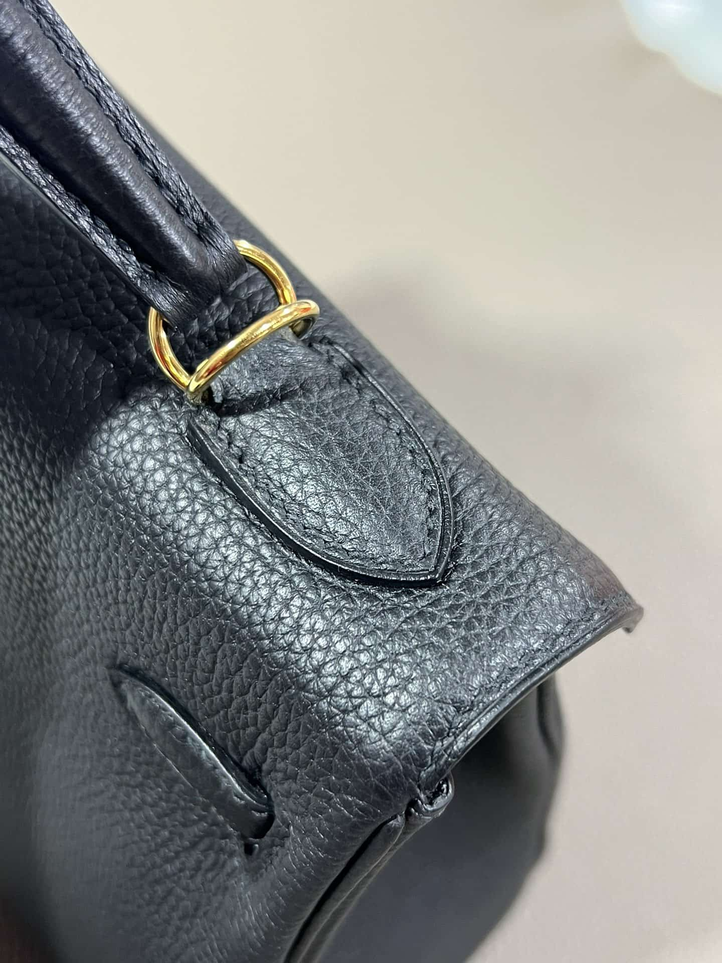 Hermes Kelly 25/28cm Retourne Bag Togo Leather In Black WAX High