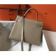 Hermes Kelly 25/28cm Retourne Bag Togo Leather In Tourterelle WAX High