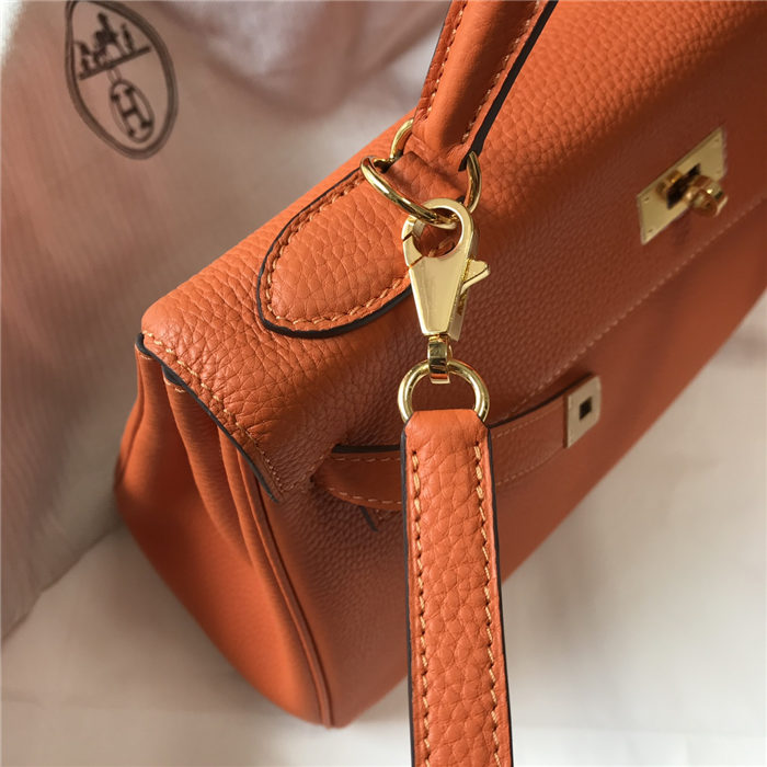 Hermes Kelly 25/28cm Retourne Bag Togo Leather In Orange WAX High