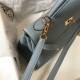 Hermes Kelly 25/28cm Retourne Bag Togo Leather In Grey-Blue WAX High