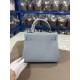 Hermes Kelly 25/28cm Retourne Bag Togo Leather In Grey-Blue WAX High