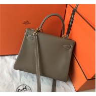 Hermes Kelly 25/28cm Retourne Bag Togo Leather In Etoupe WAX High