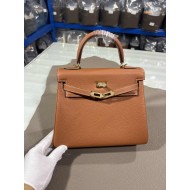 Hermes Kelly 25/28cm Retourne Bag Togo Leather In Gold WAX High