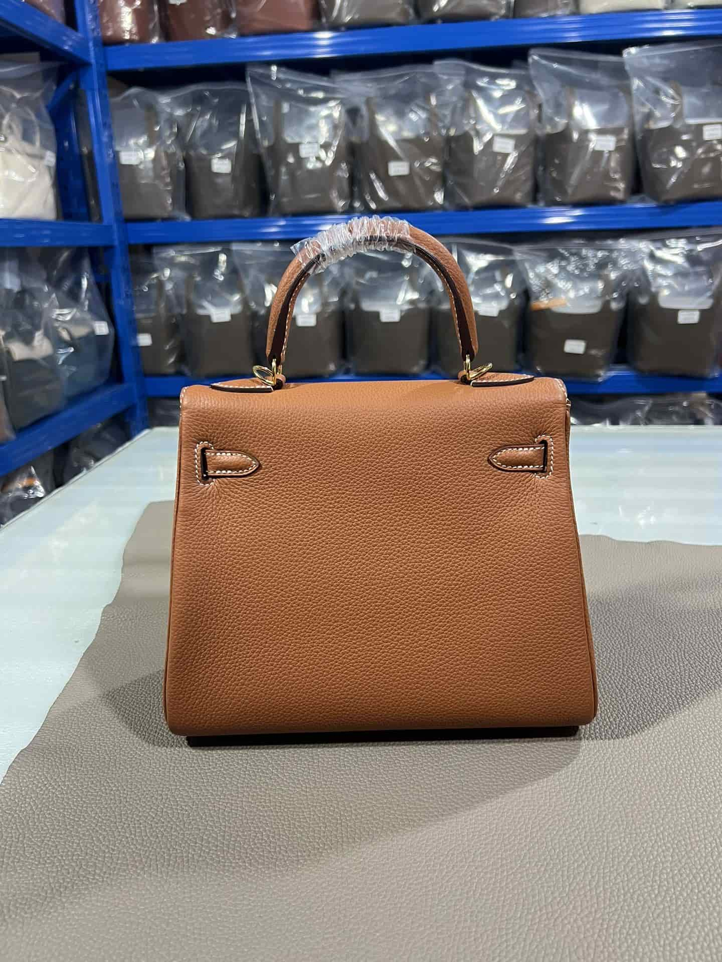 Hermes Kelly 25/28cm Retourne Bag Togo Leather In Gold WAX High