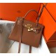 Hermes Kelly 25/28cm Retourne Bag Togo Leather In Gold WAX High