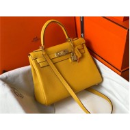 Hermes Kelly 25/28cm Retourne Bag Togo Leather In Yellow WAX High