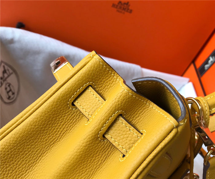 Hermes Kelly 25/28cm Retourne Bag Togo Leather In Yellow WAX High