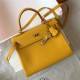 Hermes Kelly 25/28cm Retourne Bag Togo Leather In Yellow WAX High