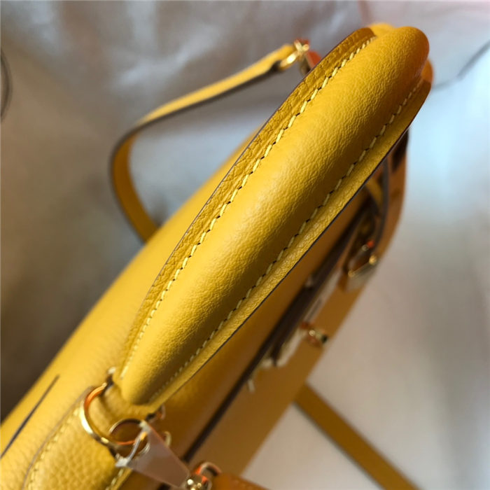 Hermes Kelly 25/28cm Retourne Bag Togo Leather In Yellow WAX High