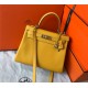 Hermes Kelly 25/28cm Retourne Bag Togo Leather In Yellow WAX High