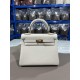 Hermes Kelly 25/28cm Retourne Bag Togo Leather In White WAX High