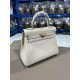 Hermes Kelly 25/28cm Retourne Bag Togo Leather In White WAX High