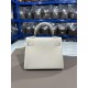 Hermes Kelly 25/28cm Retourne Bag Togo Leather In White WAX High