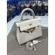 Hermes Kelly 25/28cm Retourne Bag Togo Leather In White WAX High