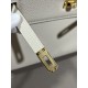 Hermes Kelly 25/28cm Retourne Bag Togo Leather In White WAX High