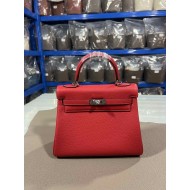 Hermes Kelly 25/28cm Retourne Bag Togo Leather In Red WAX High