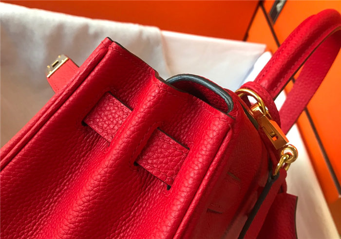 Hermes Kelly 25/28cm Retourne Bag Togo Leather In Red WAX High