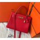 Hermes Kelly 25/28cm Retourne Bag Togo Leather In Red WAX High