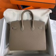 Hermes Birkin Sellier Bag 25/30cm Epsom Leather WAX Etoupe Silver-Metal High