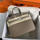 Hermes Birkin Sellier Bag 25/30cm Epsom Leather WAX Etoupe Silver-Metal High