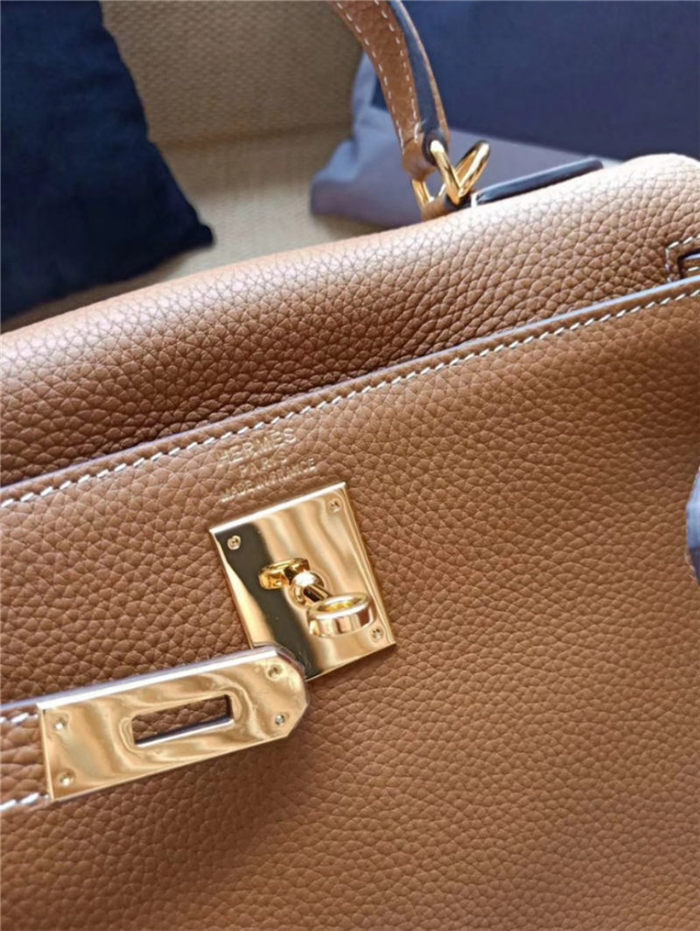 Hermes Kelly 25/28cm Retourne Bag Calfskin In Camel High