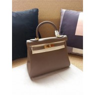 Hermes Kelly 25/28cm Retourne Bag Calfskin In Etoupe High