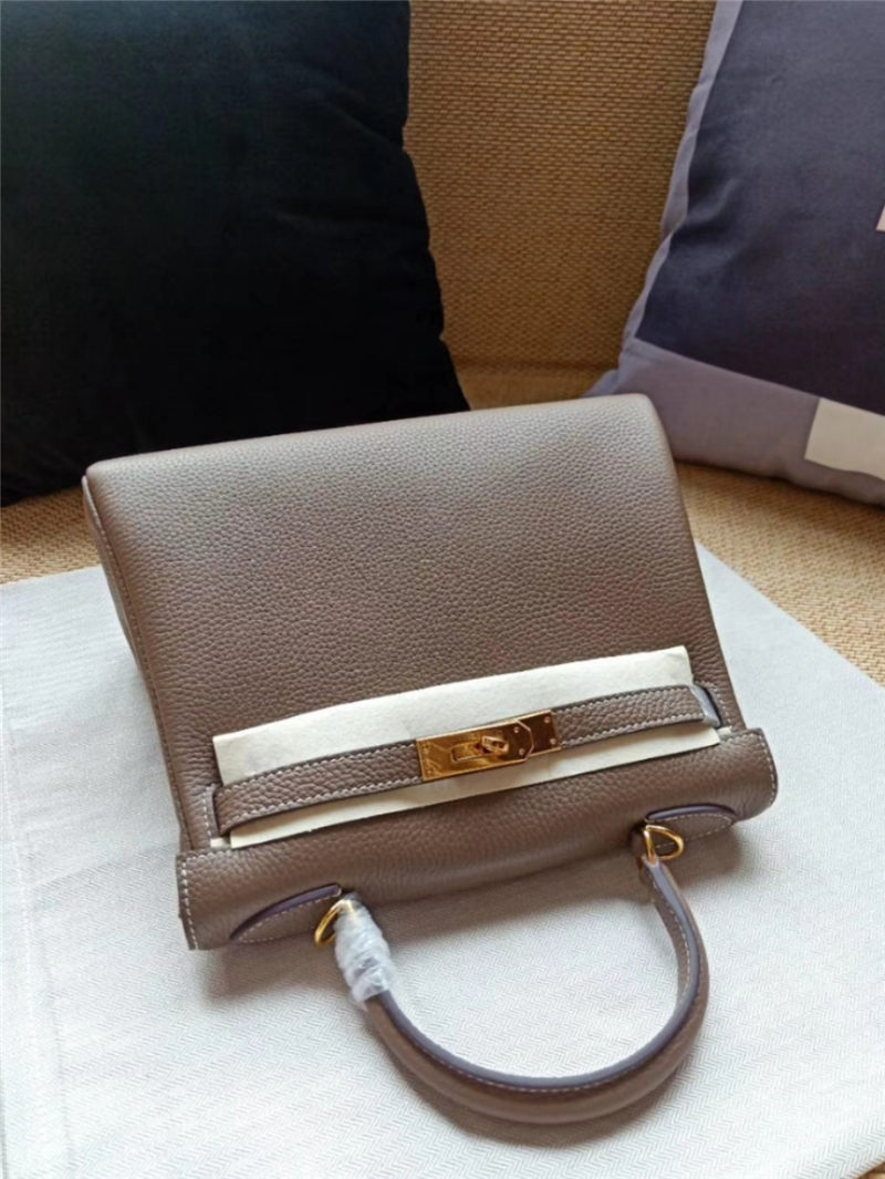 Hermes Kelly 25/28cm Retourne Bag Calfskin In Etoupe High