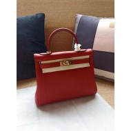 Hermes Kelly 25/28cm Retourne Bag Calfskin In Red High