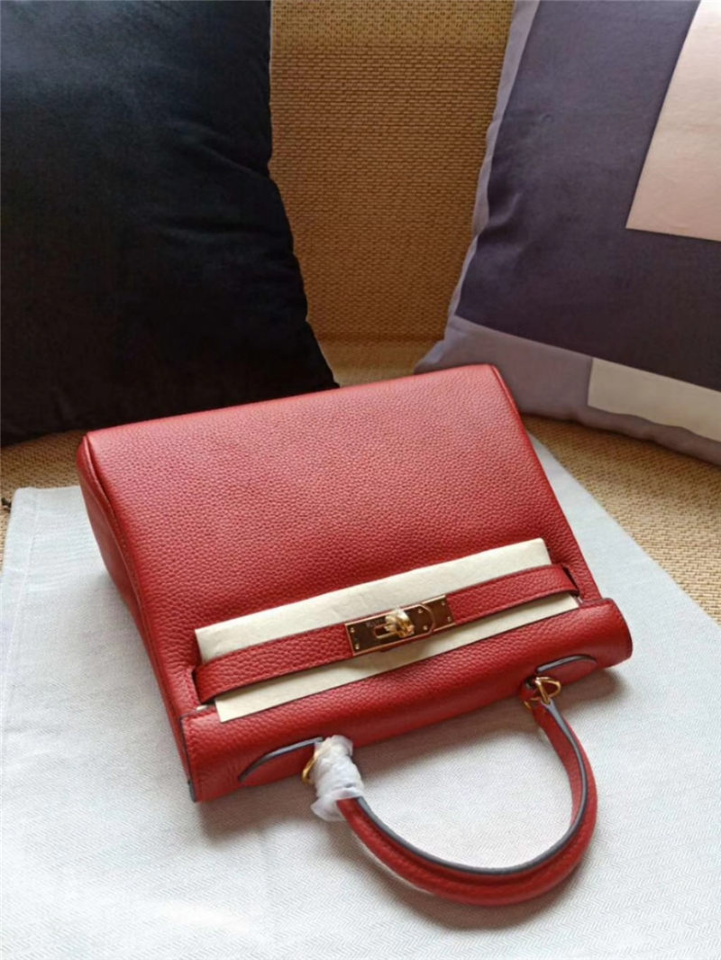 Hermes Kelly 25/28cm Retourne Bag Calfskin In Red High