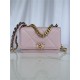 Chanel 19 WALLET ON CHAIN-A Shiny Lambskin, Gold/Silver-Tone & Ruthenium-Finish Metal Pink A