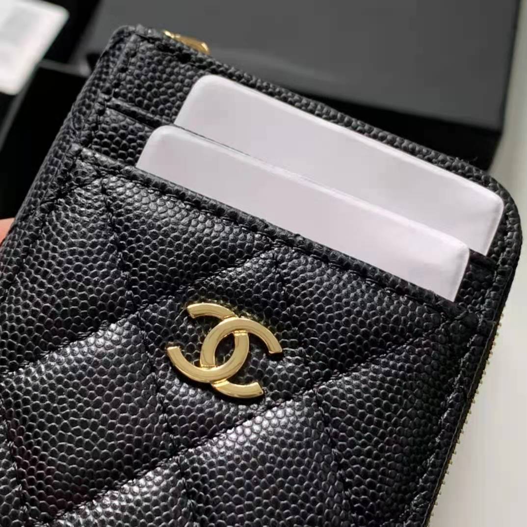 Chanel Card Holder AP1650 Grained Calfskin Gold Metal Black High