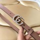 Gucci Leather belt with pearl Double G buckle Blush High