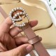 Gucci Leather belt with pearl Double G buckle Blush High