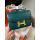 Hermes Constance 24cm Crocodile Leather Bag Silver/Gold Metal High