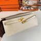 Hermes Kelly Cut Clutch Epsom Silver/Gold Metal WAX High