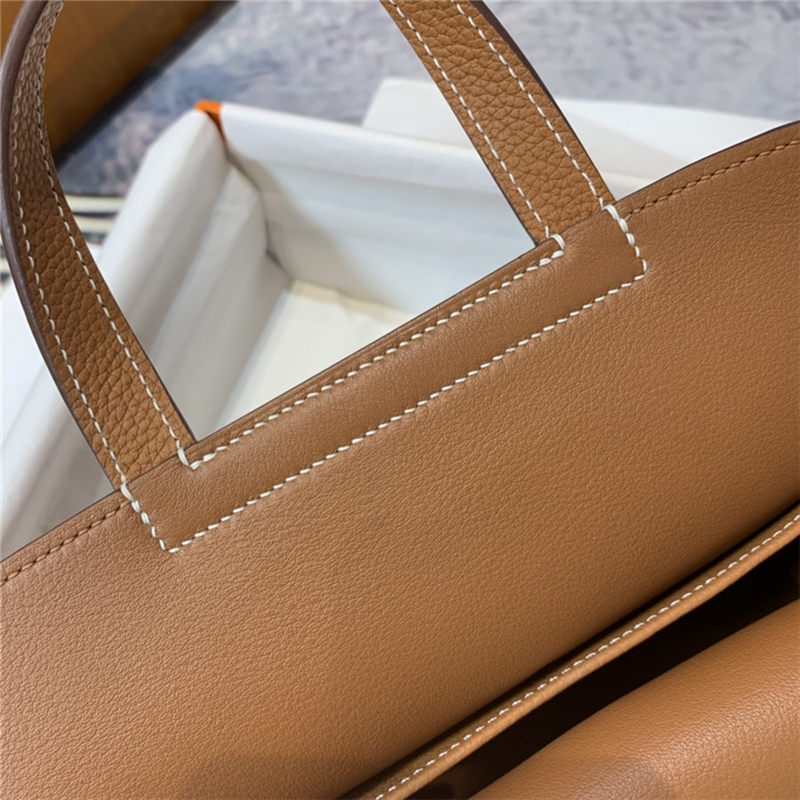 Hermes Halzan 22/25cm Bag Clemence Leather WAX In Gold High